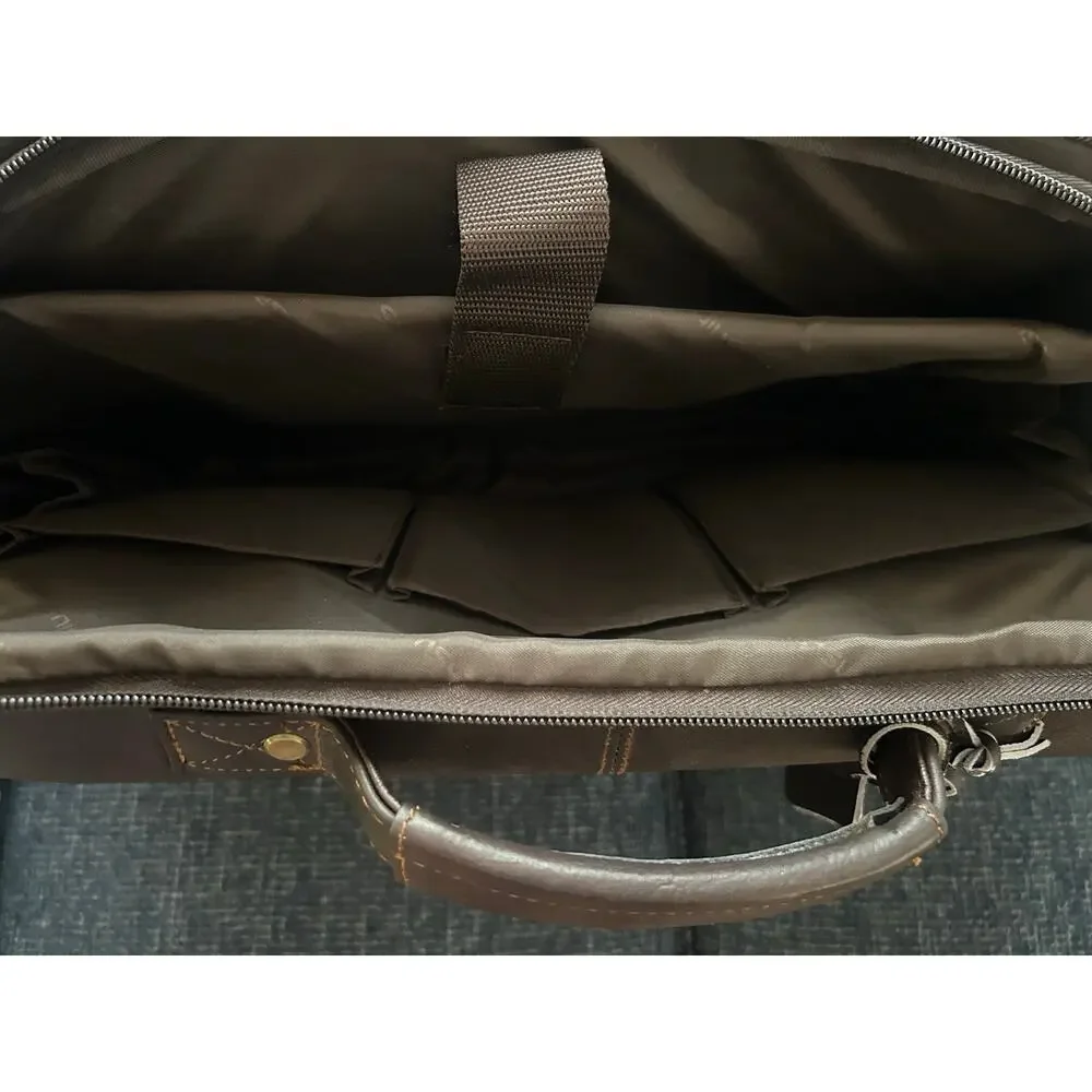 Samsonite Brown Leather Double Gusset Laptop Briefcase Messenger Bag 15.6”